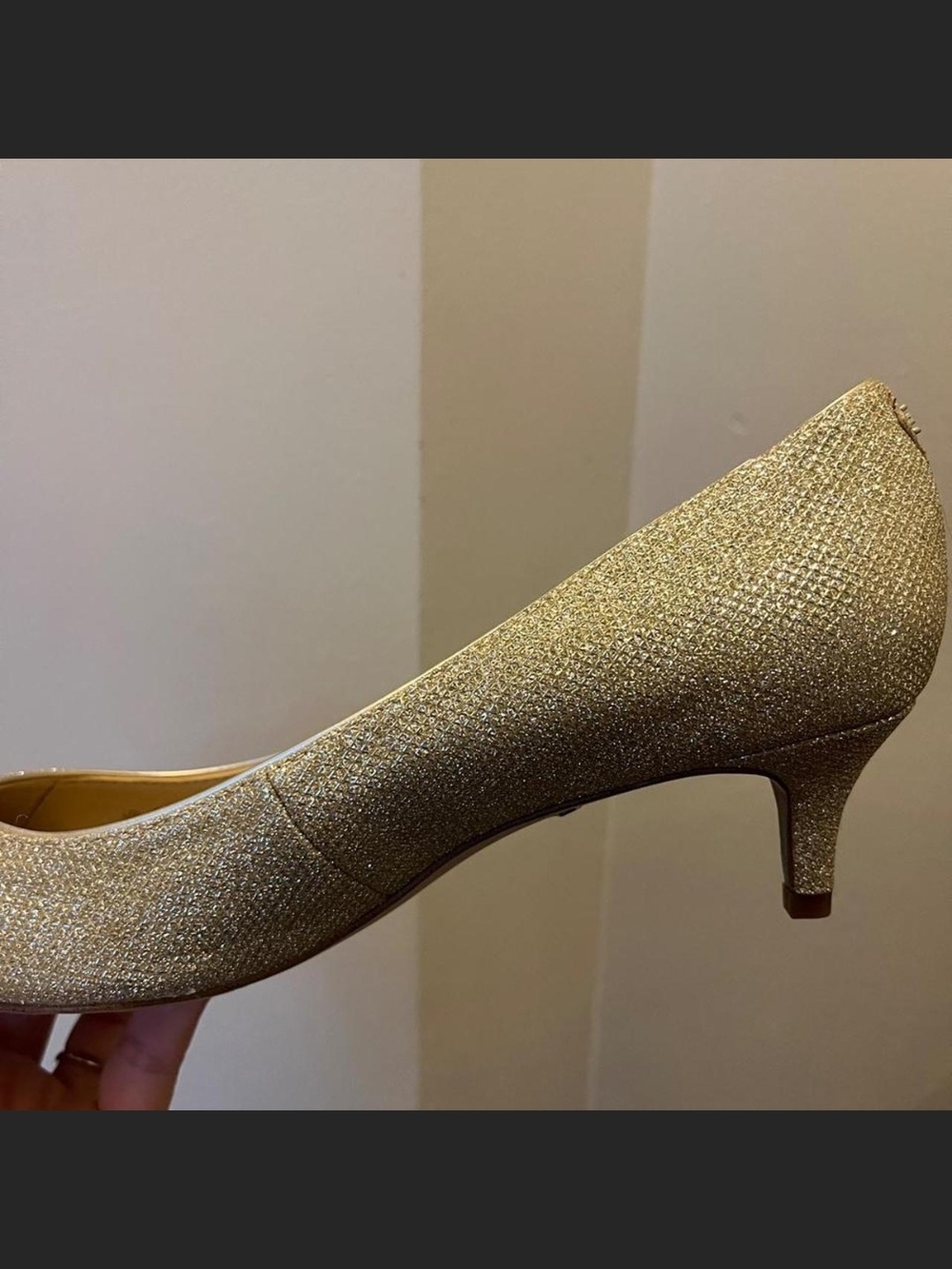 Sam Edelman Gold Glitter Kitten Heel Pumps